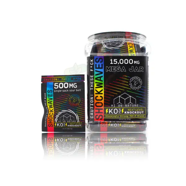 Hi On Nature Shockwaves KO3 Gummies 15000mg Mega Jar at Lalaland Smoke & Vape in Lancaster and Weatherford TX