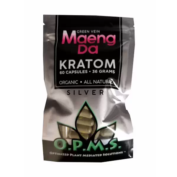 OPMS Silver Kratom 36g - 60 Capsules Bag at Lalaland Smoke & Vape in Lancaster and Weatherford TX