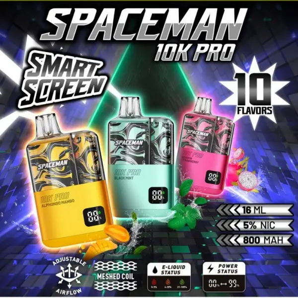 Spaceman 10K Pro Disposable 5% Nicotine 5-Pack at Lalaland Smoke & Vape in Lancaster and Weatherford TX